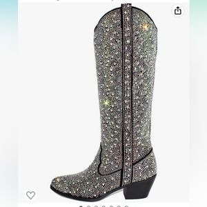 Black rhinestone covered cowgirl boots perfect for eras tour!!